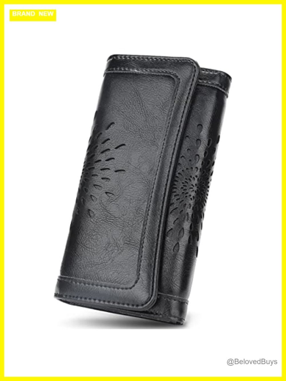 RFID Blocking Faux Leather Tri-Fold Clutch Wallet Card Holder Phone Organizer